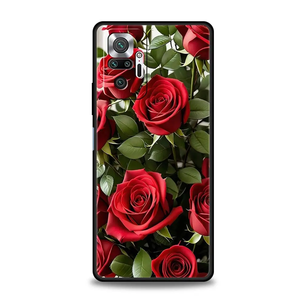 Elegant Red Rose Floral Design Soft Phone Case Cover