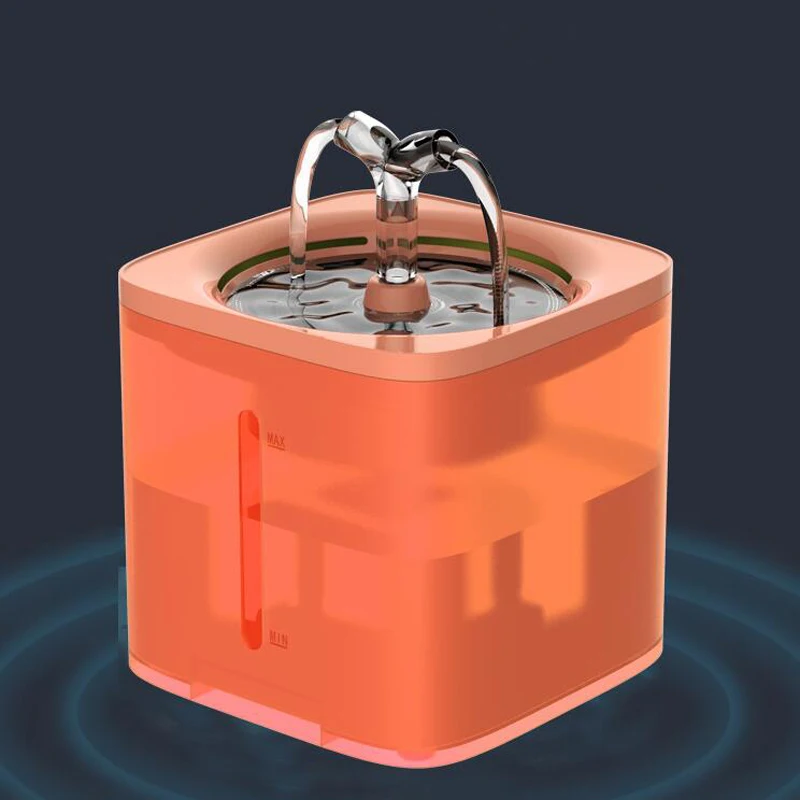

2L Cat Drinker Water Fountain Automatic Circulating Filter Drinking Bowl Orange Grey Smart Pet Dispenser With Motion Sensor