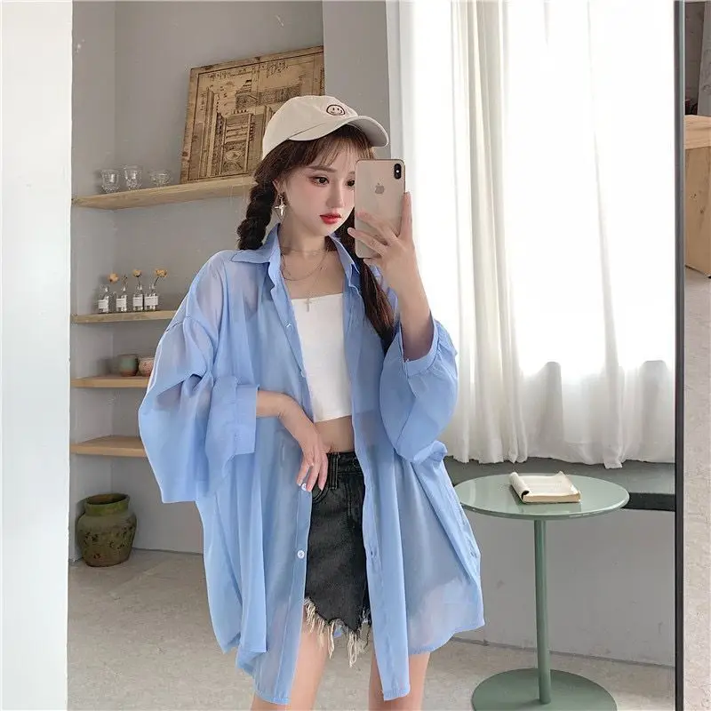 Women Long Sleeve Button Loose Blouse Shirts Summer Fashion