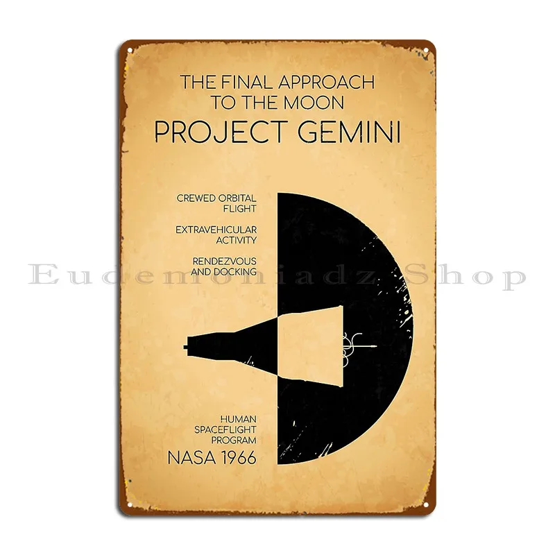 

Проект Gemini, Последний подход к Луне, винтажные металлические знаки, персонализированный Настенный декор на заказ, ретро настенная пещера, жестяной плакат