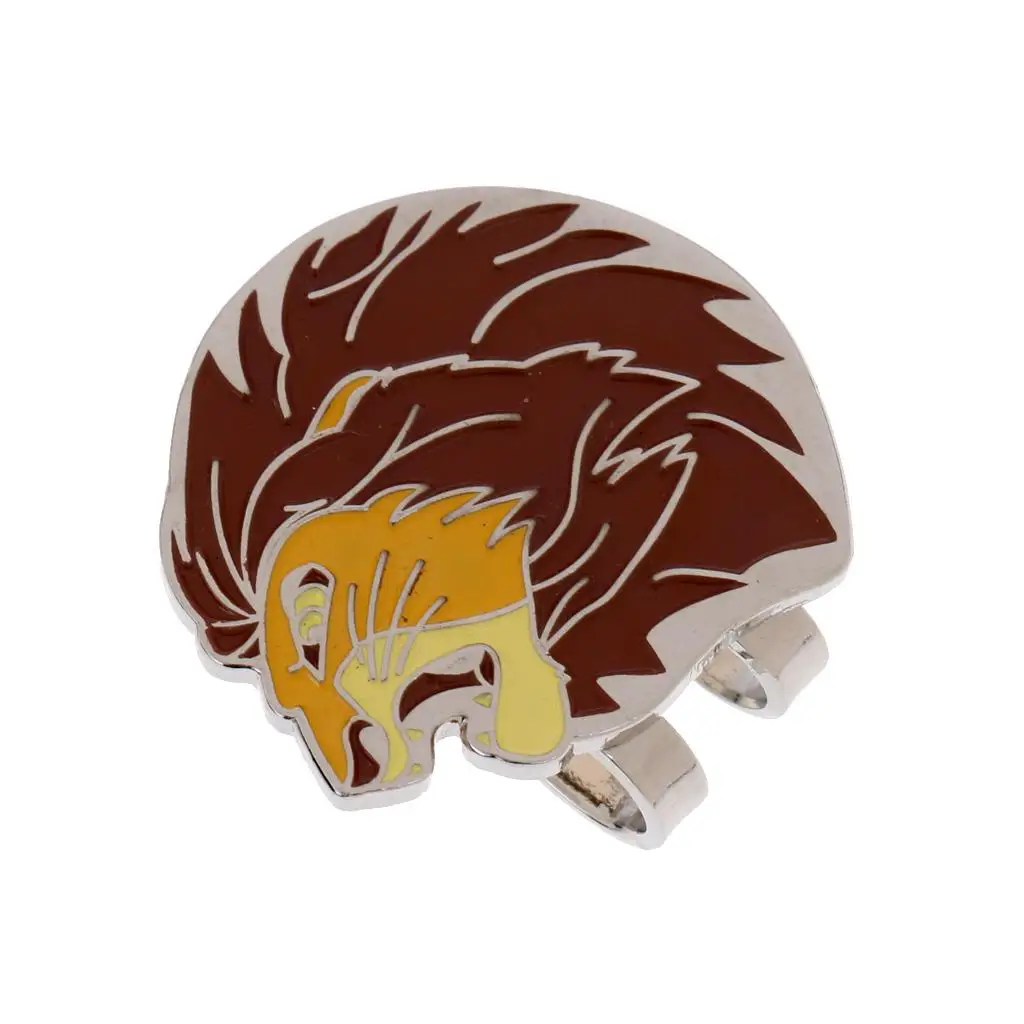 New Alloy Lion Head Golf Ball Marker with Magnetic Golf Hat Clip Golfer Gift