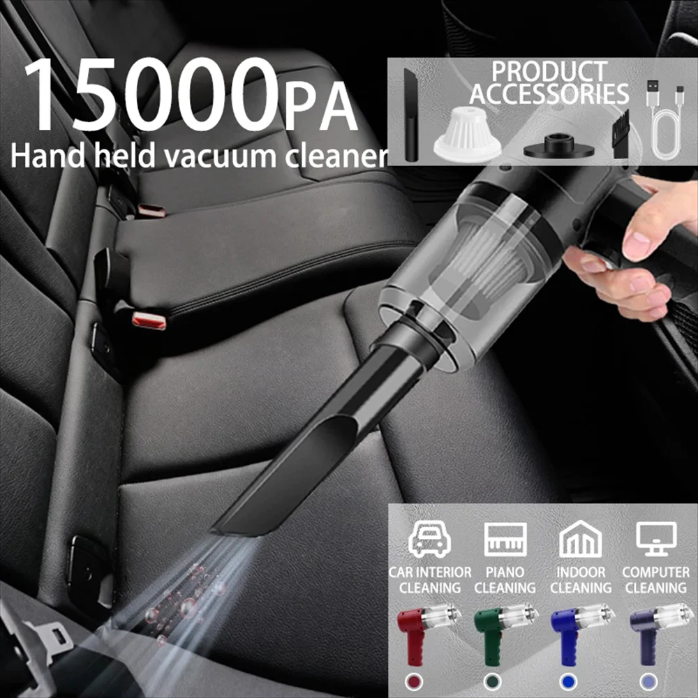 15000PA Compressed Air Dust Collector Handheld Vacuum Cordless High Power Car Vacuum Cleaner Hairdryer Mini Portable
