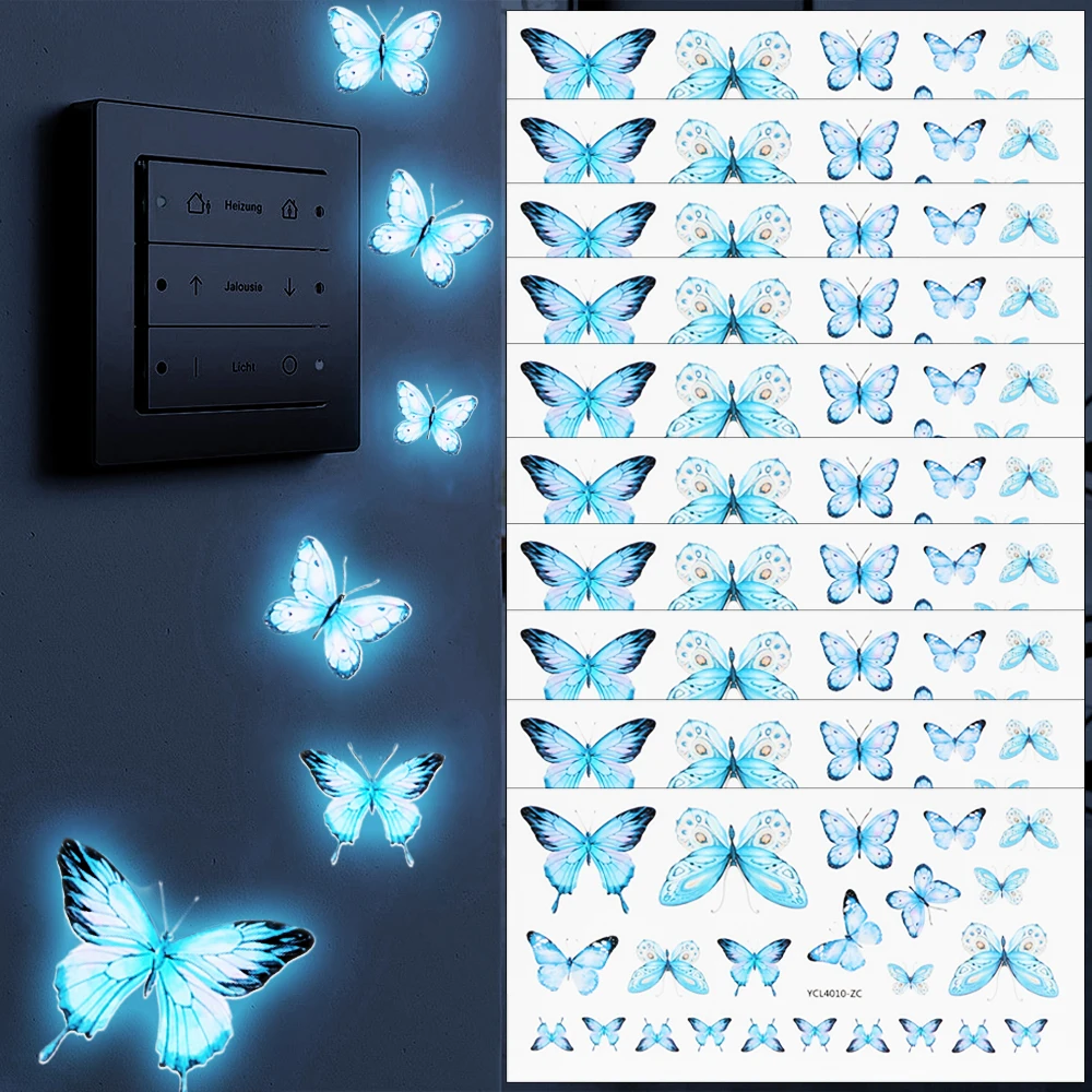 Blue Butterfly Luminous Wall Stickers DIY Butterflies Glow in The Dark Wall Decals Wallpaper for Bedroom Living Room Home Decor luminous wall stickers 3d wall stickers