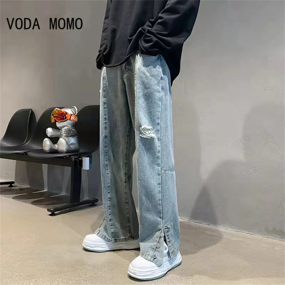 Moda Street Style Jeans Strappati Strappati Uomo Lavaggio Vintage Pantaloni In Denim Solido Mens Casual Slim Fit Pantaloni In Denim A Matita Vendita C