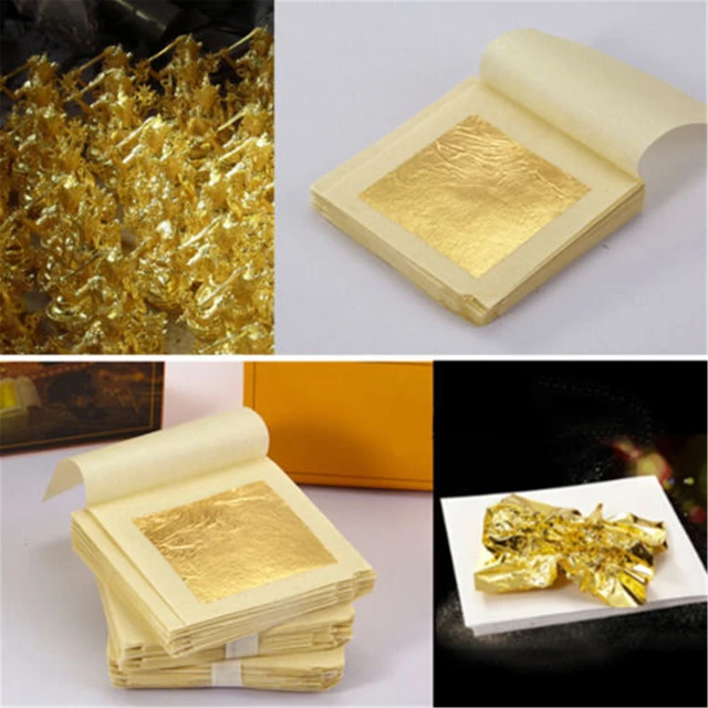 24k Edible Gold Leaf Foil Sheets  Edible Gold Leaf Foil Cooking - 24k Gold  Foil Leaf - Aliexpress