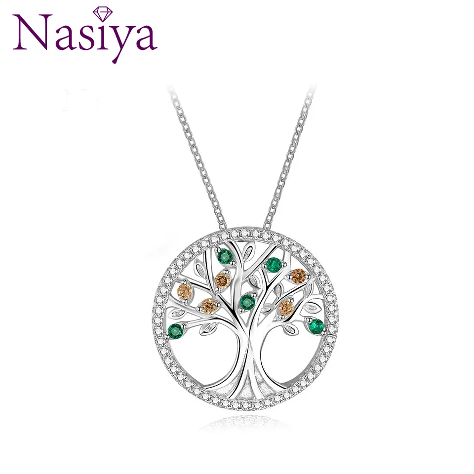 New Design Tree Wedding Necklaces Pendants For Women Fashion Jewelry Necklace With Colorful Gemstone Hot Sale Christmas Gift