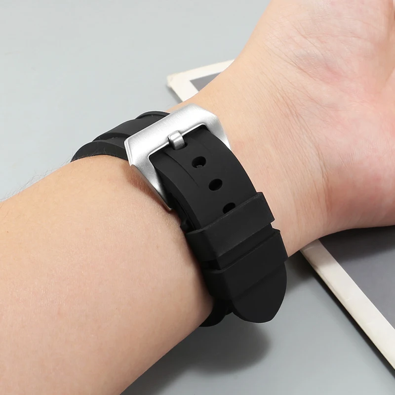 Universal Brand Silicone Watch Strap 21/22/23/24/25/26mm Flat Straight Rubber Watchband