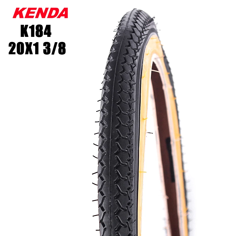 KENDA-Bicycle Tire with Yellow Edge, Retro, Leisure, Bicycle Accessories, 20 in, KENDA, 20 in, K184, 20*1 3/8
