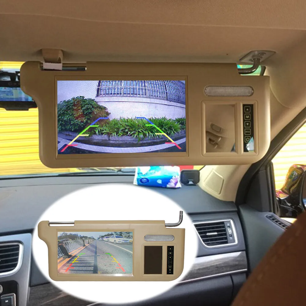 Monitor LCD da 7 Pollici per Parasole Auto con Schermo Retrovisore Compatibile con DVD/VCD/GPS/TV - immagine 4