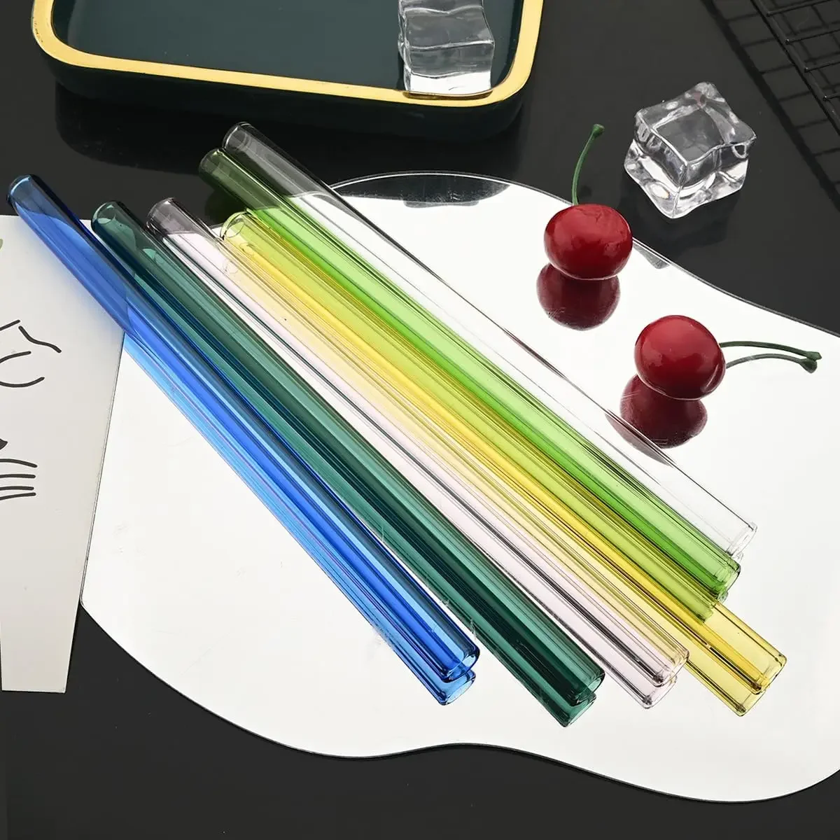 Durable Reusable Glass Drinking Straws for Beverages and Cocktails