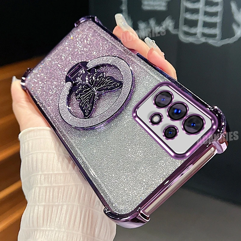 Glitter Butterfly Plating Silicone Shockproof Phone Case