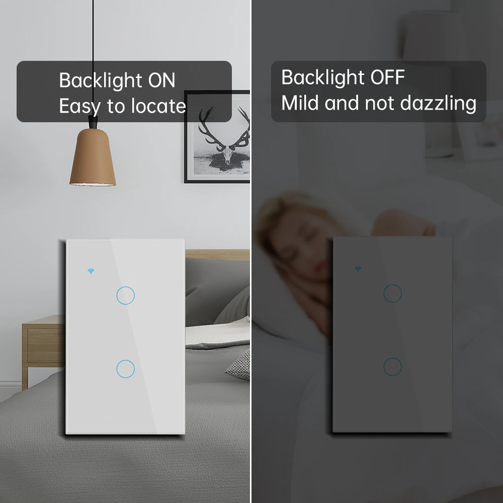 Description Picture 6 of itemTuya Smart Wifi Stair Switch US Touch Glass Panel Stair Cross Multi Light Switches 1 Gang 2 Way Voice Control Alexa Google Home