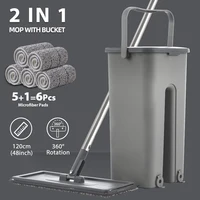 Hand Free Flat Floor Mop And Bucket Set For Professional Home Floor Cleaning System With Washable Microfiber Pads For Hardwood 1