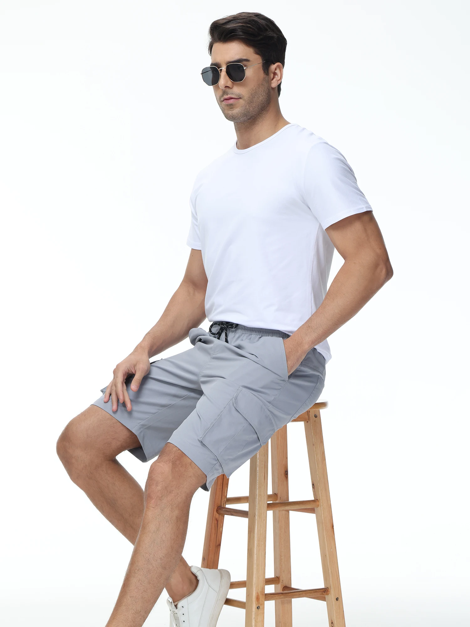 Sommer Herren Casual Cargo Shorts Kordel zug Shorts Joggen sportliche Cargo hosen Cargo Shorts zum Klettern Laufen – Detail 5
