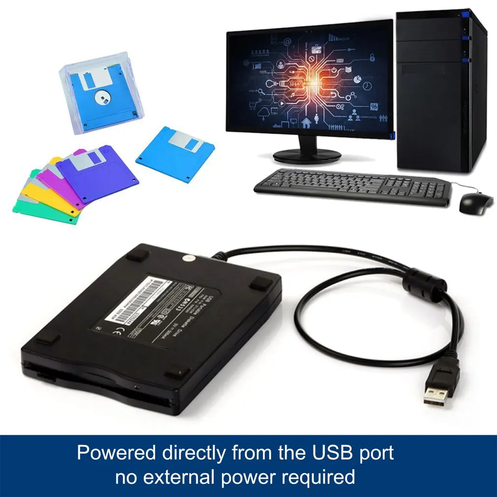 USB Floppy Disk Reader Drive 3.5&rdquo; External Portable 1.44 MB FDD Diskette Drive for Windows 7 8 2000 XP Vista PC Laptop Desktop