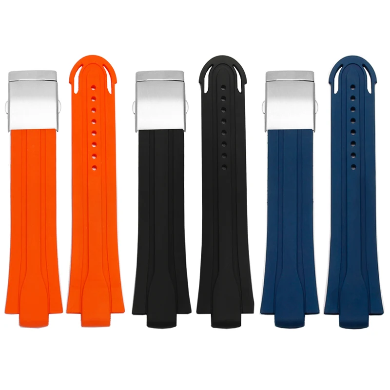 

High Quality 24*12 mm Lug End Rubber Waterproof Clock Tape for Oris diving 7730man Pulse Tape Silicone Tape Stainless Steel Fold