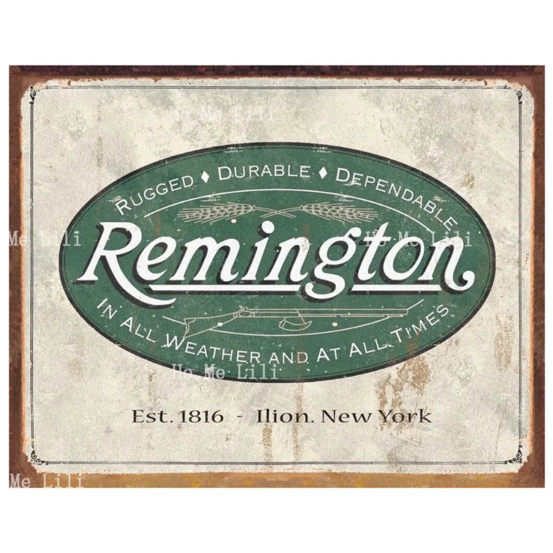 Deurning Enterprises Remington Weathered Tin Sign Nostalgico Vintage Metal Wall Iron Plate Painting