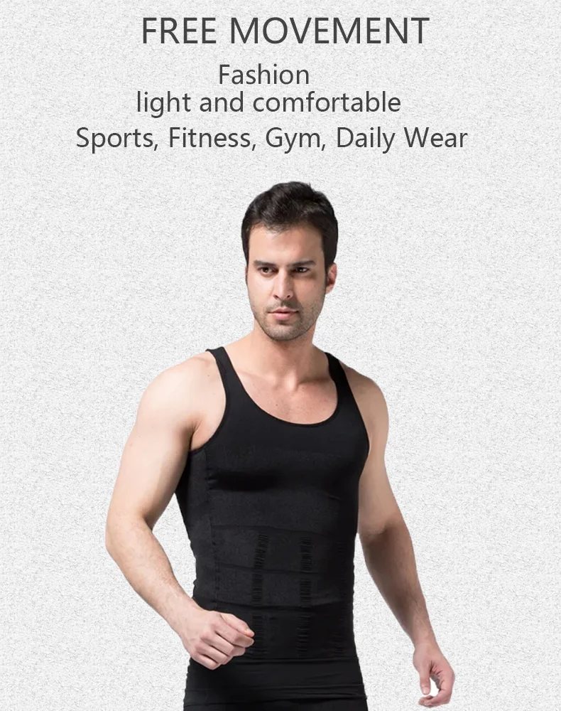 YBFDO Männer Body Shaper Abnehmen Kompression Weste Unterhemd Nahtlose Taille Trainer Tank Top Bauch Kontrolle Gewicht Verlust Shapewear – Detail 3