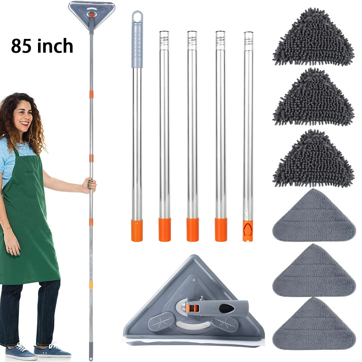 Microfiber Wall Mop with Long Handle for Floor and Window Cleaning