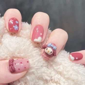 24Ps-Childlike-Fake-Nails-With-Glue-Cute-Kawaii-Personality-Stick-On-Nails-False-Girls-Short-Press jpg