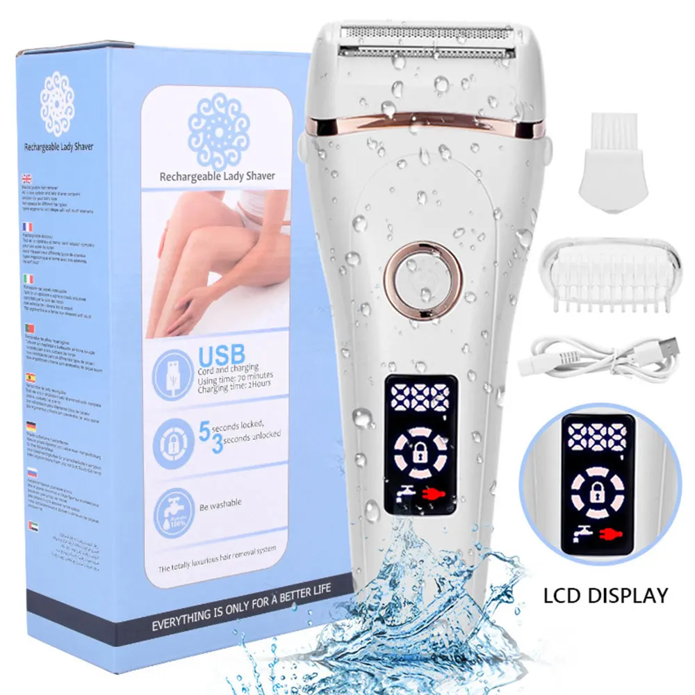 

Electric Razor Painless Lady Shaver For Women USB Charging Bikini Trimmer For Whole Body Waterproof LCD Display Wet & Dry Using