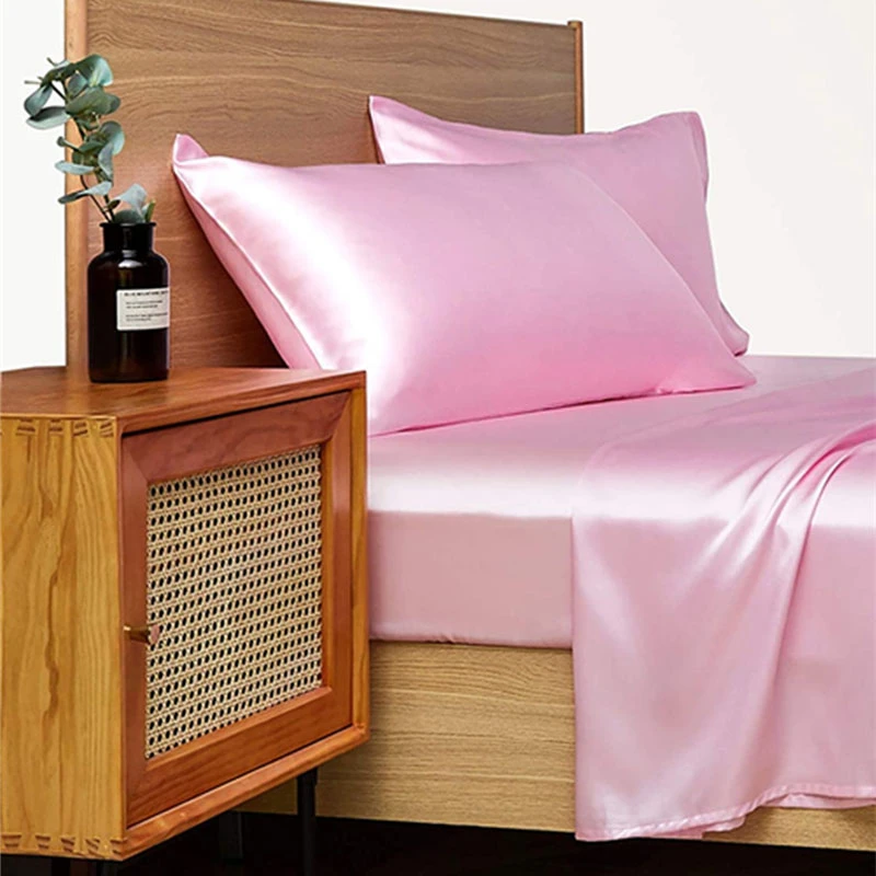 High End Rayon bed Sheet Set Luxury Satin King Queen Fitted Sheets Twin