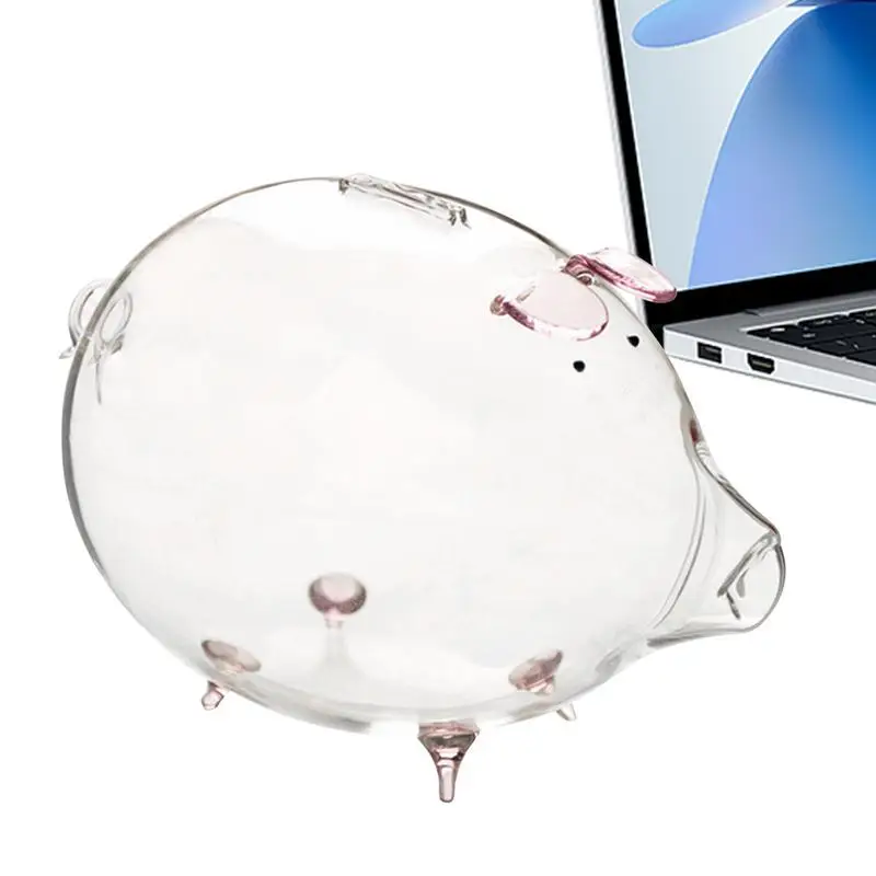 

Cute Pig Coin Bank Animal Toy Coin Bank For Kids And Adults Clear Glass Gold Bean Storage Jar Novel Glass Crafts Wedding Gift