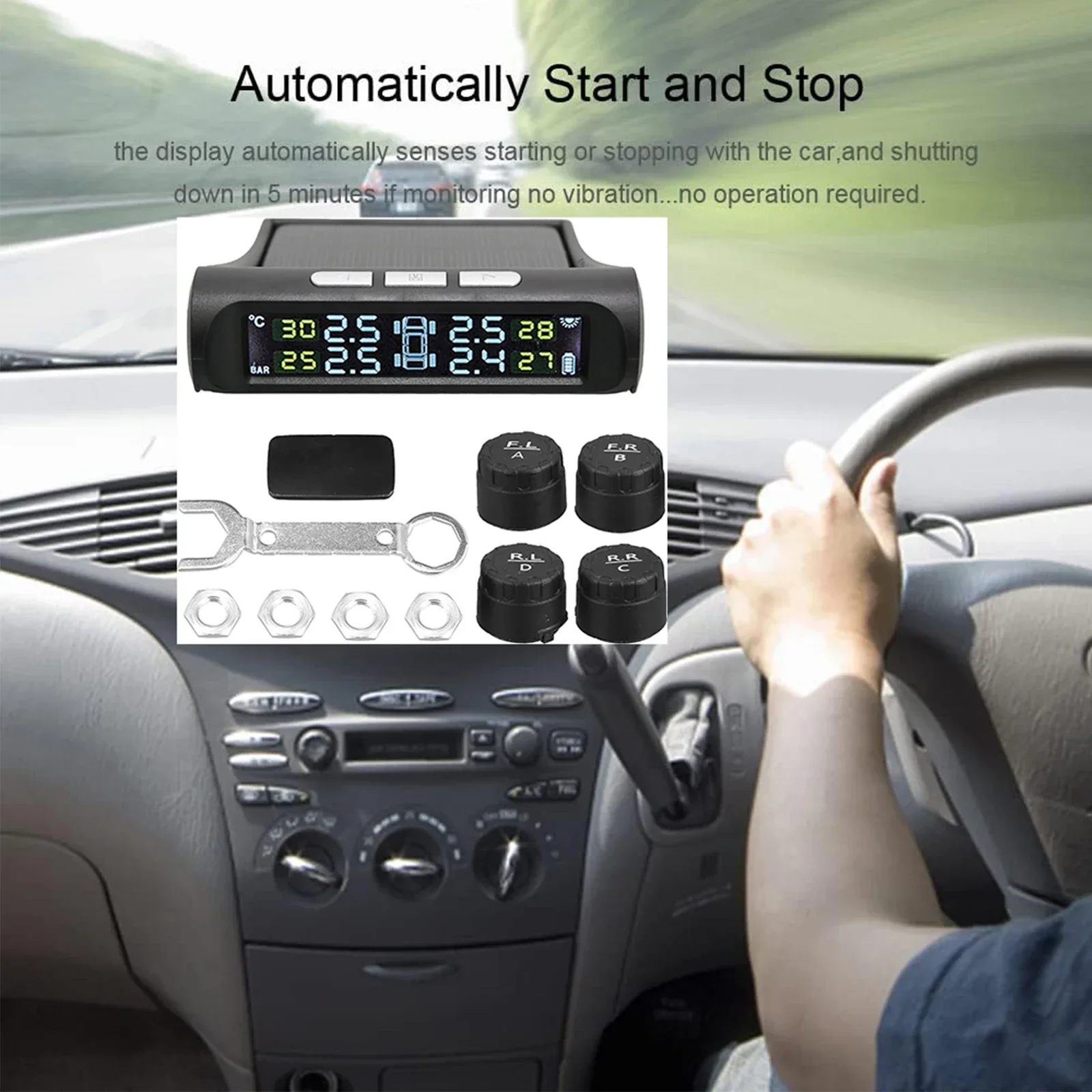 Detector 4 Sensors tpms tire pressure monitoring