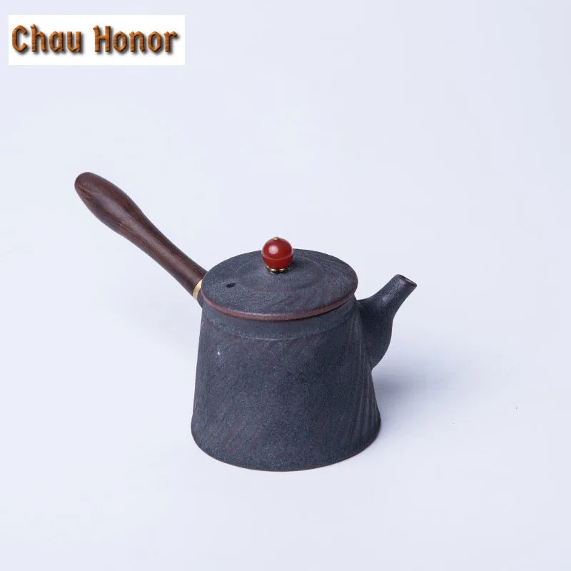 230ml Retro Handmade Coarse Ceramic Teapot Kung Fu Tea Pu'er Maker Customized Mosaic Pottery Master Pots Teaware Gift Packaging
