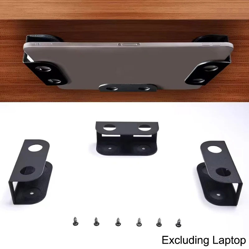 책상 아래 노트북 거치대, 긁힘 방지 실리콘이 있는 노트북 및 키보드용 금속 책상 아래 선반 홀더