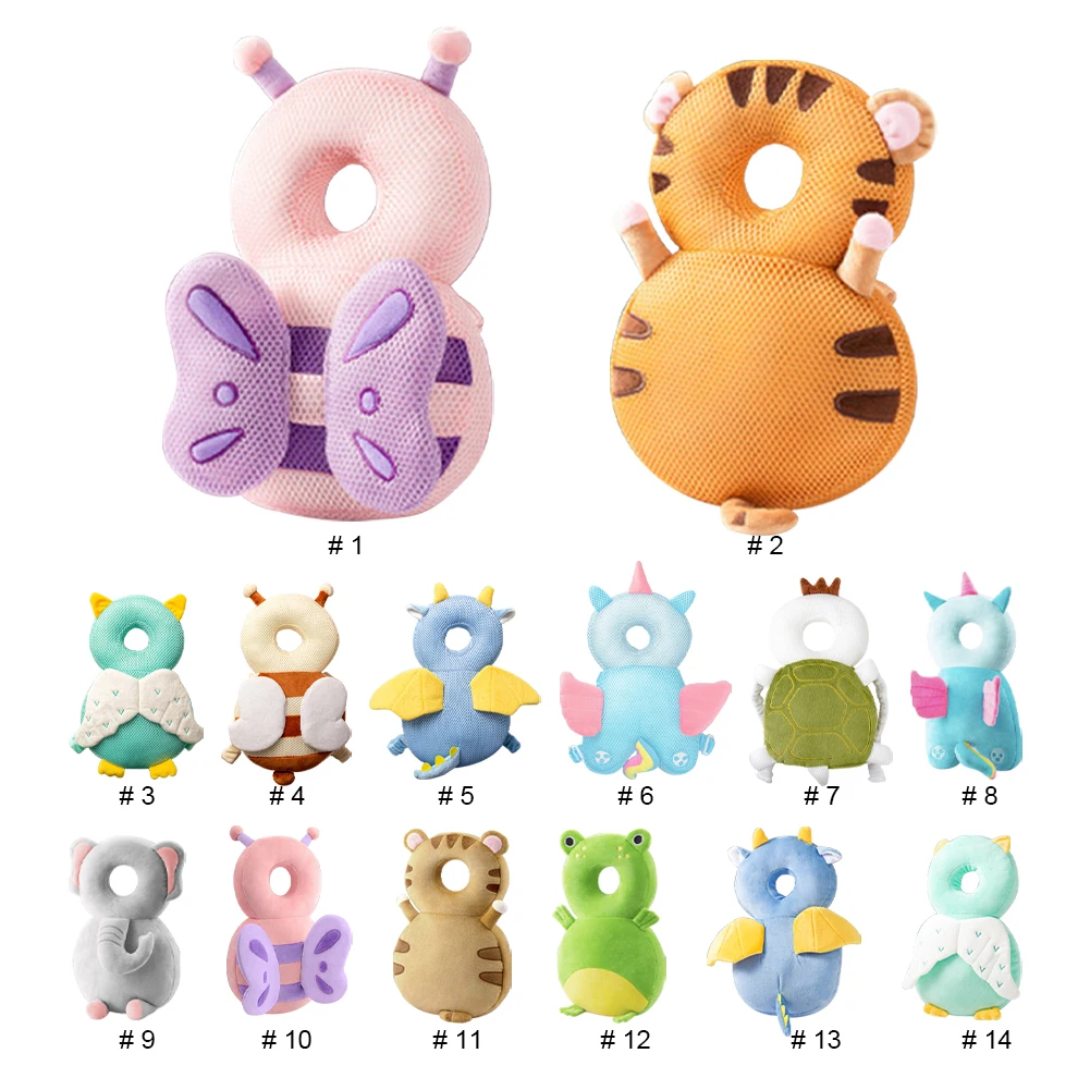 Stuffing Animal Shape Baby Back Protection Pillow Backpack Toddlers Head Protection Pillow Anti-fall for Baby Walking & Crawling 2