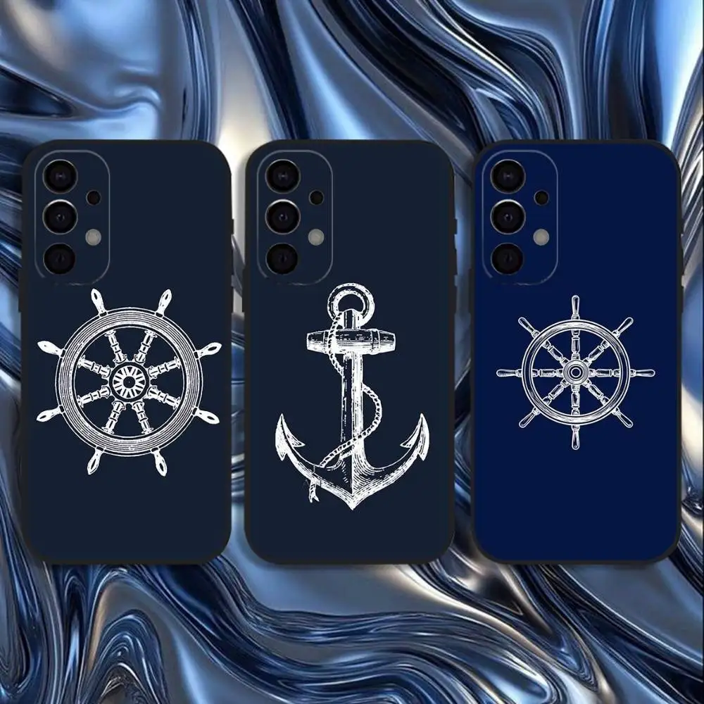 Anchor Boat Ship Wheel Design Black Phone Case Cover