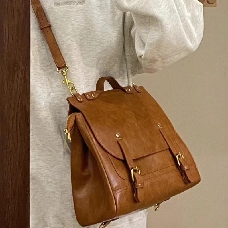 Shoulder Crossbody Bags for Vintage Women Pu Solid Messenger Bag Korean Y2k Students Handbags Fashion Preppy All Match Backpacks 3