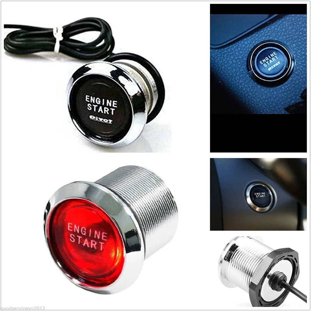 Universal 12V Car Engine Start Push Button Switch Ignition Starter Kit Red LED Light Illumination