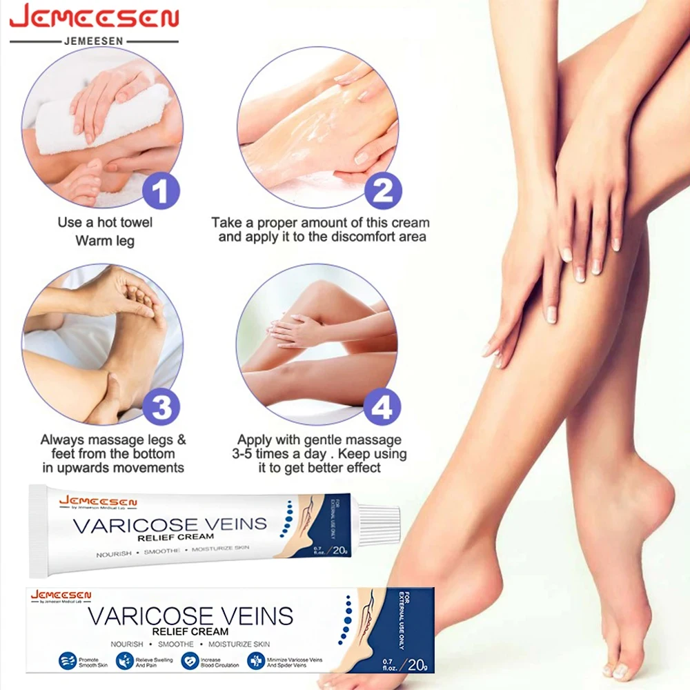 Jemeesen Effective Relief Phlebitis Spider Improve Blood Circulation Body Health Relieve Vasculitis Pain Varicose Veins Ointment