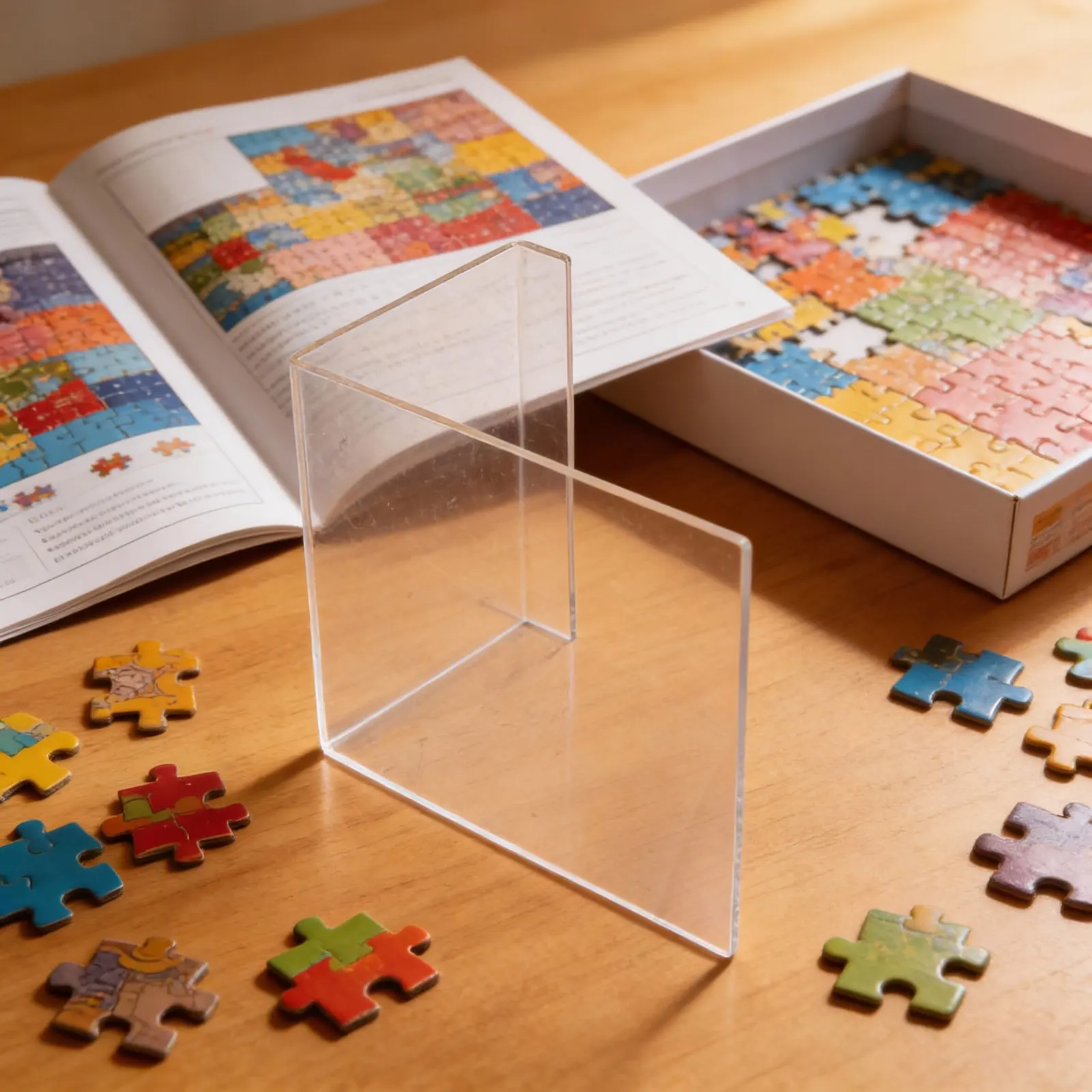 퍼즐 뚜껑 스탠드 아크릴 L자형 퍼즐 박스 뚜껑 지지대 스탠드 바플 투명 책 전시대 정리대 레시피 설명서