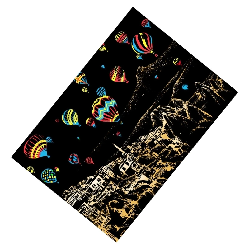 Q0KB Rainbow Sketch Pad DIY Art Craft Landscape Scratch Arm Painting Kits Home Decors