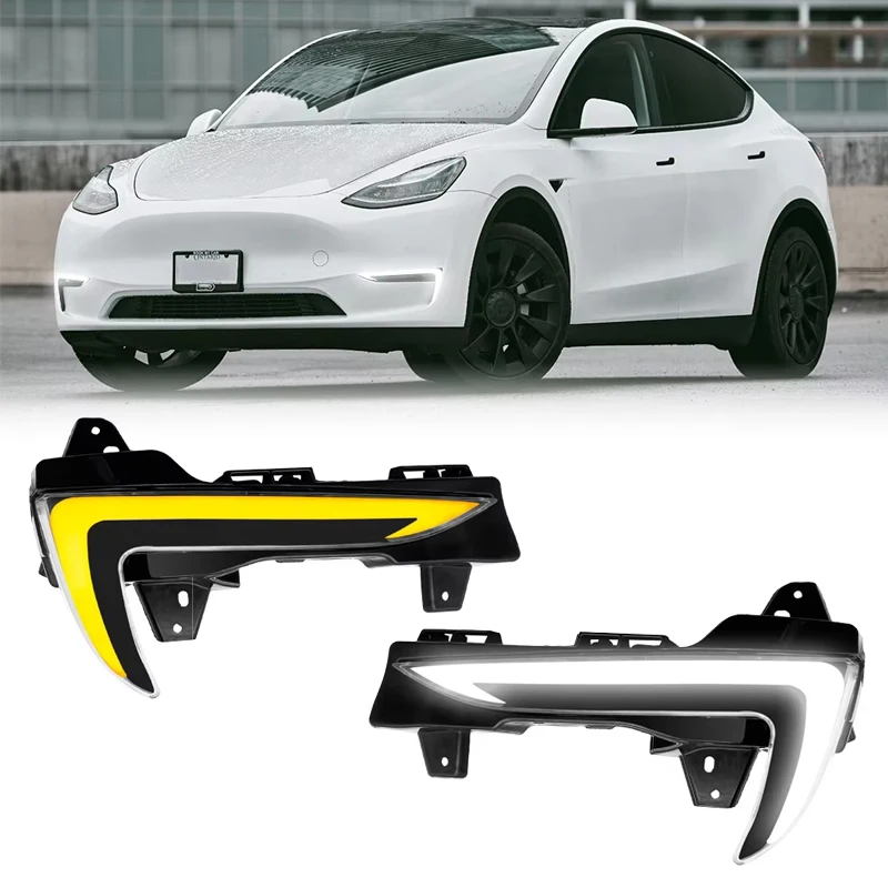 LH＆RH 適用: 2017-2021 テスラ/TESLA モデル 3/Y フロント フォグライト ランプ アンバー LED DRL アップ-レベルペアセット US バージョン AL-PP-8132 AL AL LH＆RH 適用: 2017-2021 テスラ⁄TESLA モデル 3⁄Y フロント フォグ