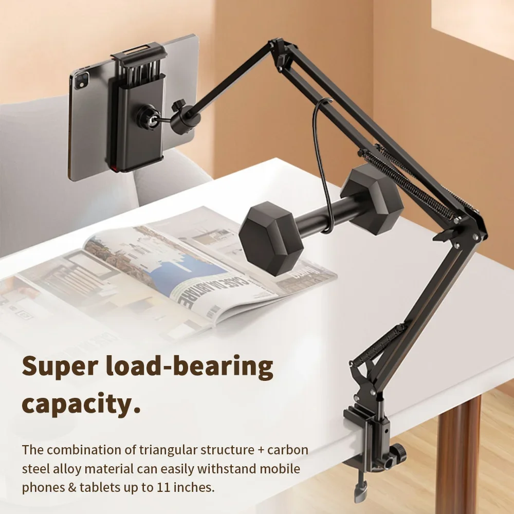 Adjustable 360° Rotating Tablet Holder with 90cm Metal Arm