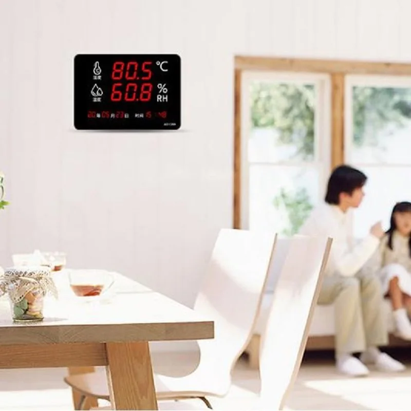

ASAIR AS108A Indoor Thermometer Hygrometer Real-time Tumidity Temperature Meter LED Electronic Monitor with Clock