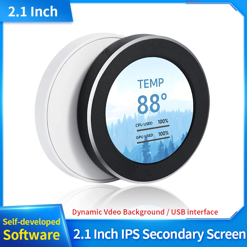 Polegada Ips Usb Tela de Refrigeração a Água 480×480 Display Secundário Cpu Gpu Ram Hdd Monitor 360 Rotação Tema Dinâmico para Computador 2.1