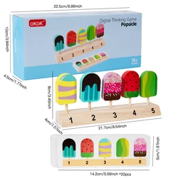 Colorful Wooden Ice Cream Pretend Playset for Kids 3+ - Montessori - Inspired Educational Role Play Toy (Ice Stick)
