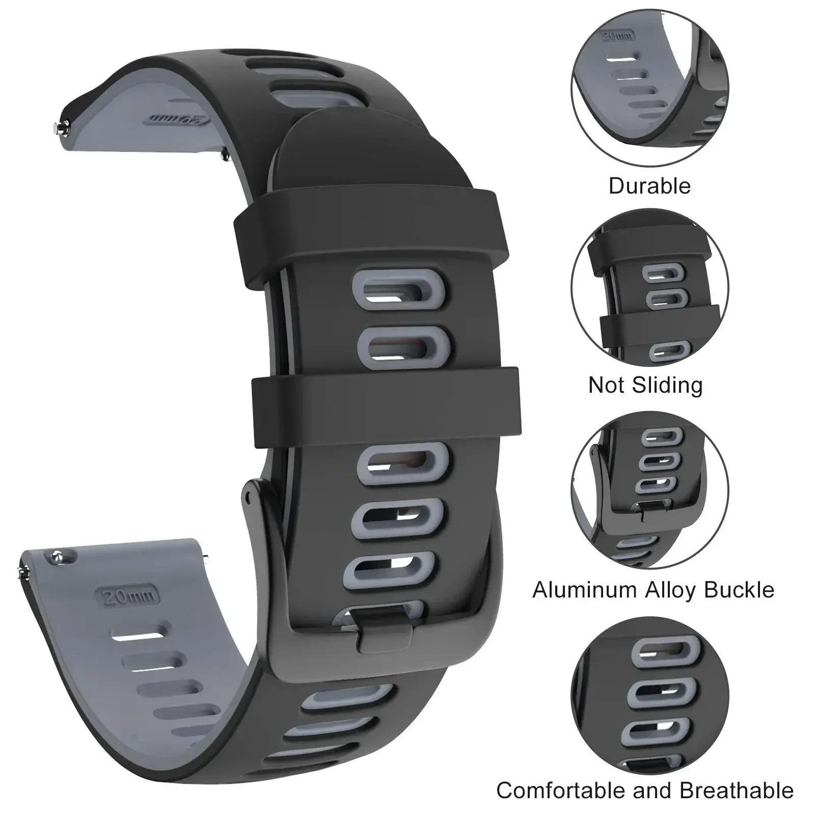 Versatile Soft Silicone Watch Band – 20/22mm Strap Bracelet in Assorted Colors