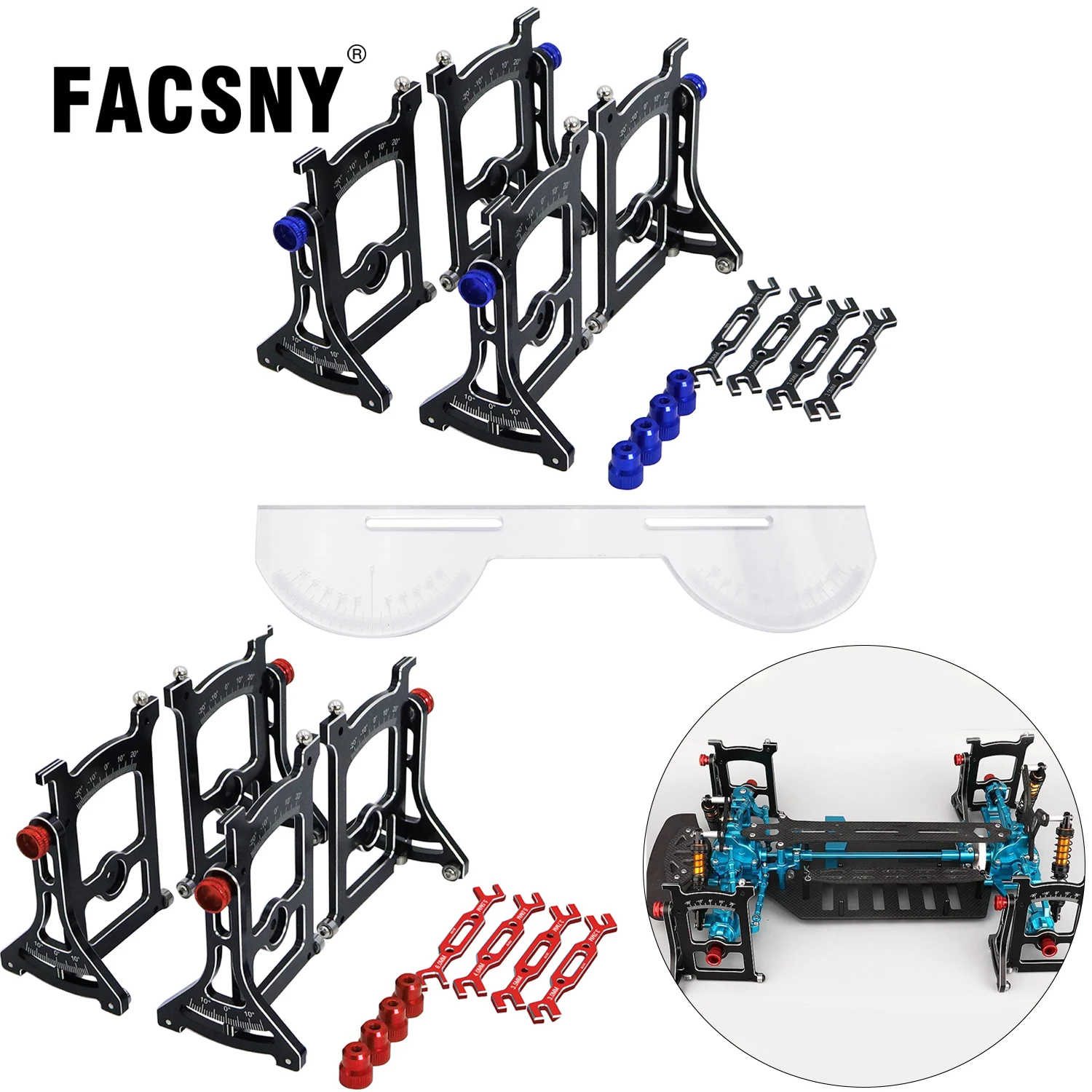 Aluminum Chassis Setup System Measuring Tool Set With Ruler Wrench For 1/ 10 RC Crawle Car Axial SCX10 Capra TRX4 Yikong Upgrade