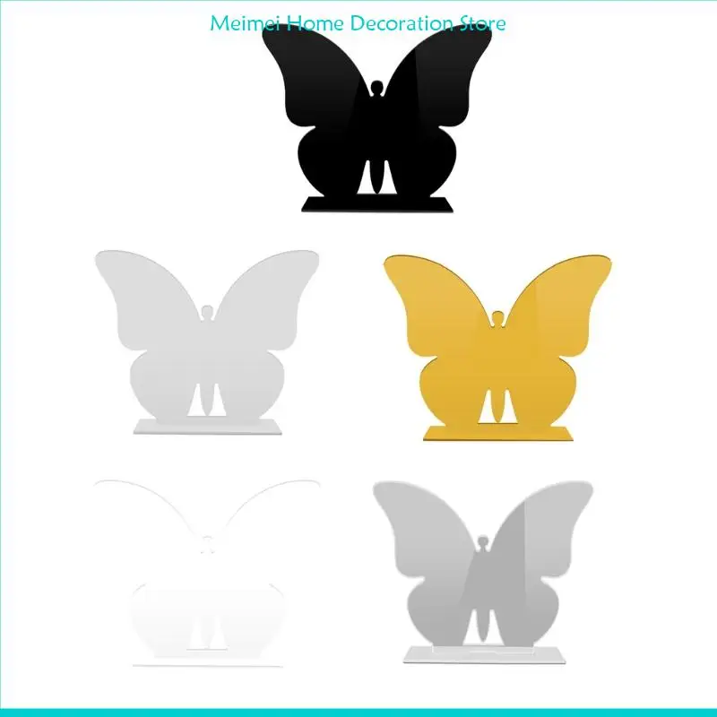 H7BF Pack of 2 Clear Acrylic Butterfly Table Place Card for Wedding Desk Card Stands