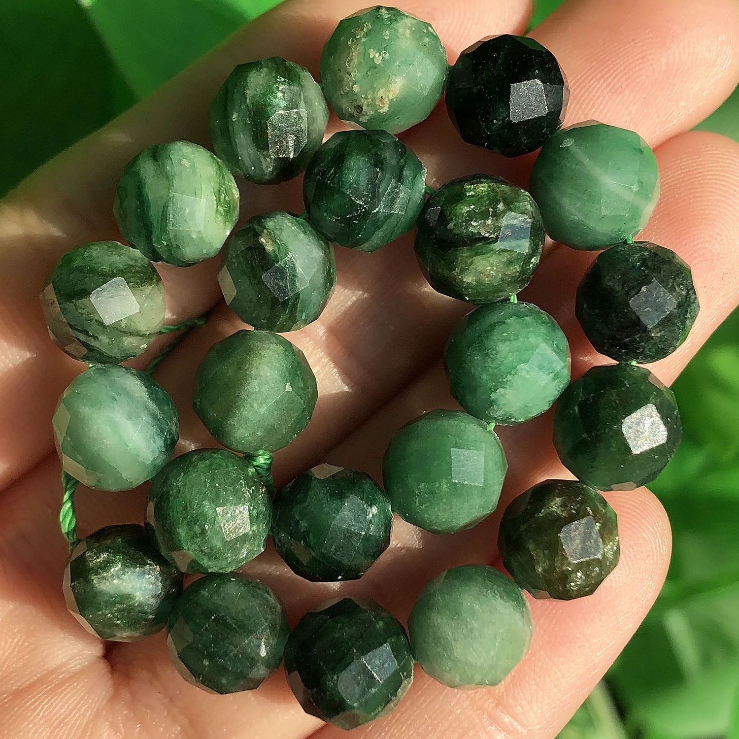 Natürliche Eemerald Echtem Stein Perlen Faceted Grüne Glimmer Lose Spacer Perlen für Schmuck DIY Machen Armband Zubehör 6 8 10mm – Detail 12