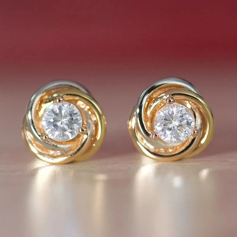 

High Edition S925 Sterling Silver Trinity Single Diamond earrings Feminine elegance stylish exquisite jewelry