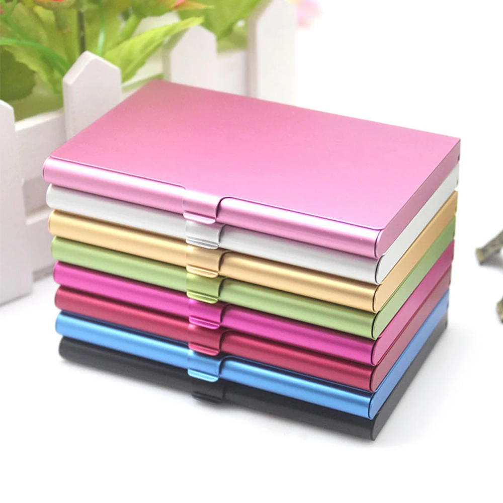 Metal Card Holder Box Aluminum Business Card Postcard Storage Case Portable Large Capacity Card Container for Men and Women