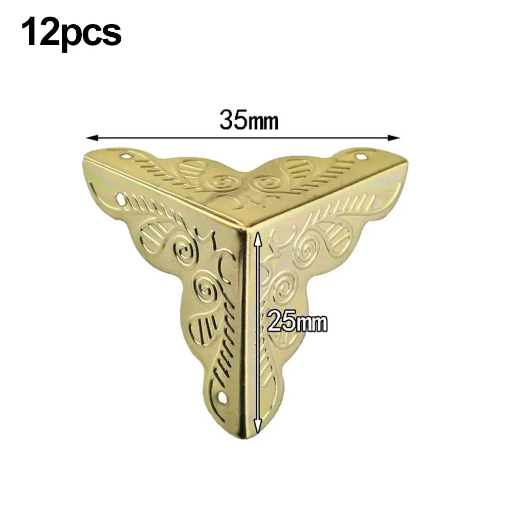 Vintage Flower Case Box Triangle Corners With Screws For Furniture Wooden Jewelry Box Corner Protect Decorative 12Pcs