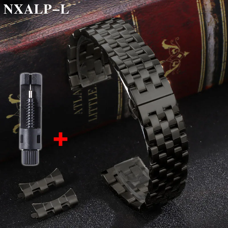 Premium Solid Stainless Steel Watch Band - High-Quality Curved/Flat End Wristband, Available in Various Sizes